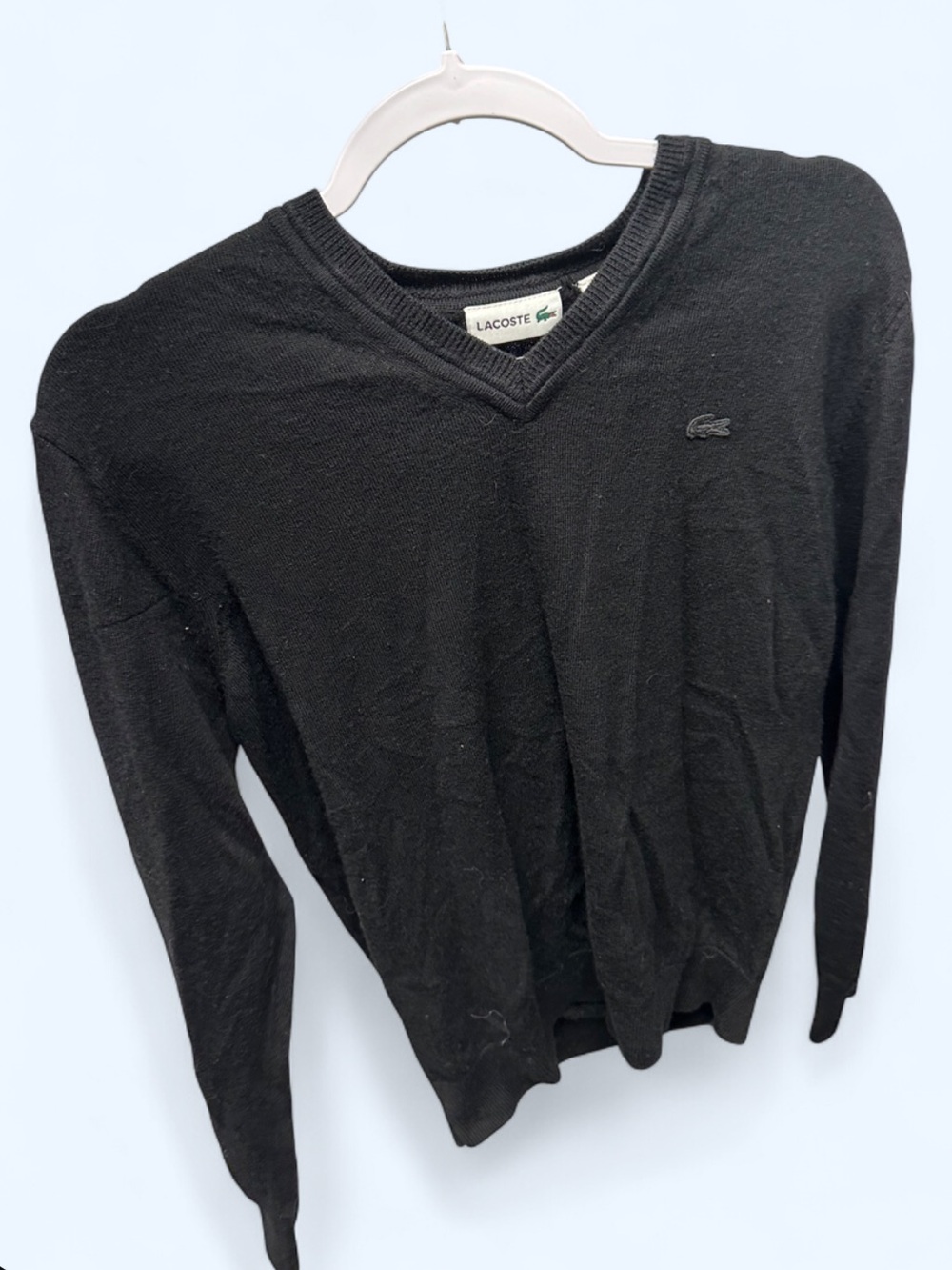 Lacoste Black Crewneck Sweater with Crocodile Logo